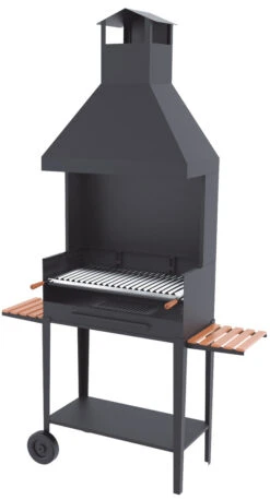 Barbacoa Carbón Y Leña 80 Cm Con Chimenea Y Carro